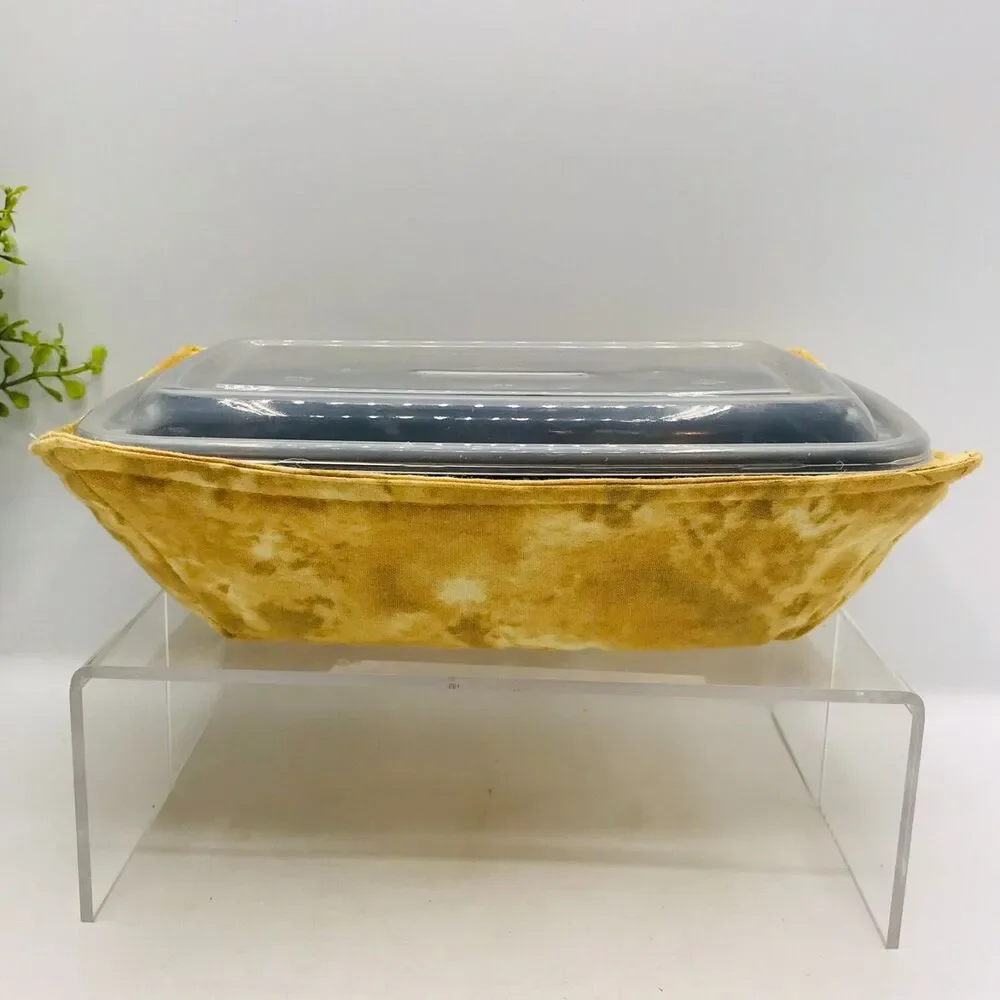 NEW! Microwave Cozy For Takeout Containers Reversible, Tan Neutrals